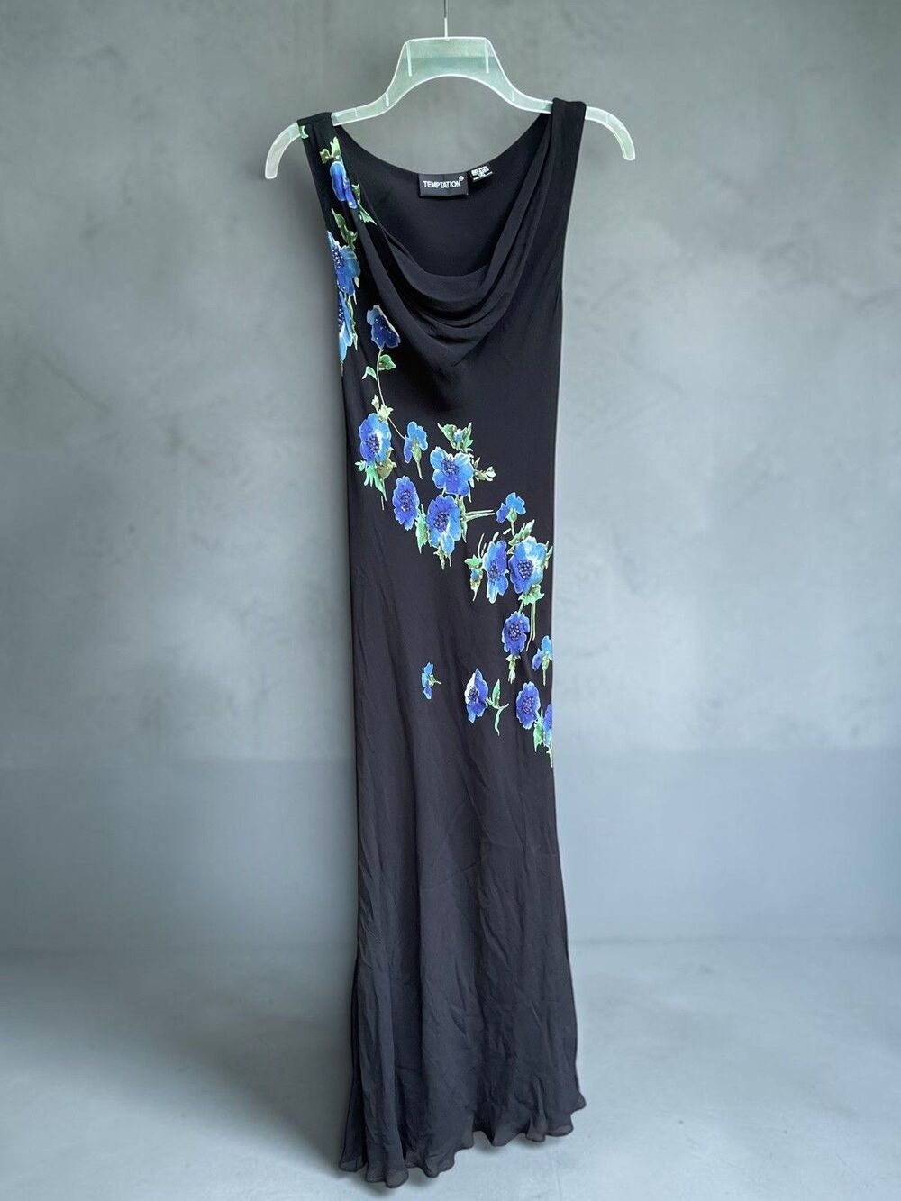 Vintage 90s Y2K Maxi Slip Dress S Black Bias Romantic Fairy Grunge Whimsigoth